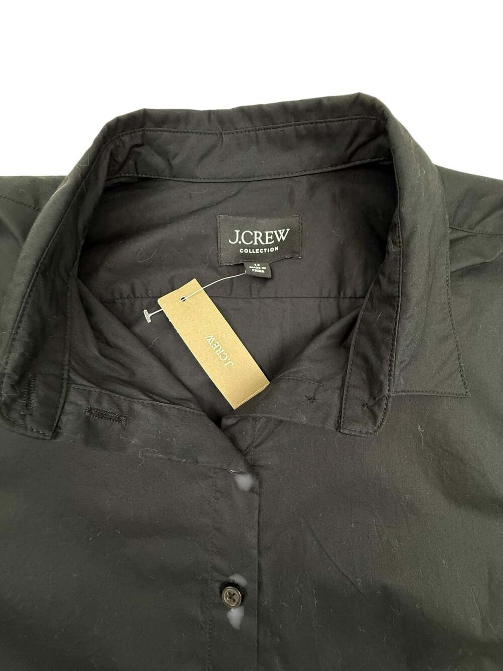 J. Crew Collection Feather Trimmed Button-Down Shirt Black Size 12 - Picture 3 of 4